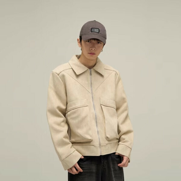 New suede cleanfit jacket [Apricot M-2XL size, confirm the delivery size with customer service after placing the order]