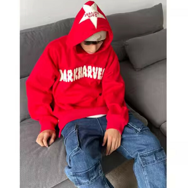 Hot selling ins letter design plus velvet thickened jacket [red silver fox velvet M-2XL size, confirm the delivery size with customer service after placing the order]