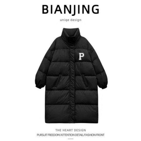 Hot selling long cotton stand collar thickened jacket [black] (size: S-2XL) (please contact customer service to confirm the delivery size after placing the order)