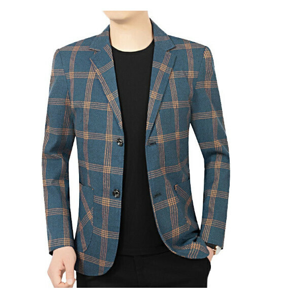 Hot selling business casual suit tops and jackets [M-4XL] [XZ1760 cyan] (contact customer service after placing the order to confirm the delivery size)