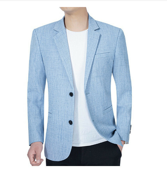 熱賣商務休閒西服上衣外套【M-3XL】【淺藍】 (下單後聯絡客服確認發貨尺碼) 