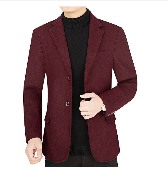 熱賣商務休閒西服上衣外套【M-4XL】【酒紅】 (下單後聯絡客服確認發貨尺碼) 
