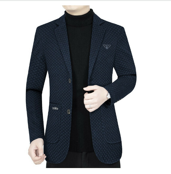 熱賣商務休閒西服上衣外套【M-4XL】【73510藏藍】 (下單後聯絡客服確認發貨尺碼) 