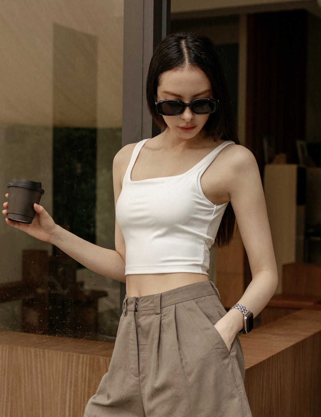 方領Bra top背心（白色/3尺寸）