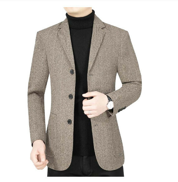 熱賣商務休閒西服上衣外套【M-4XL】【82305咖色】 (下單後聯絡客服確認發貨尺碼) 