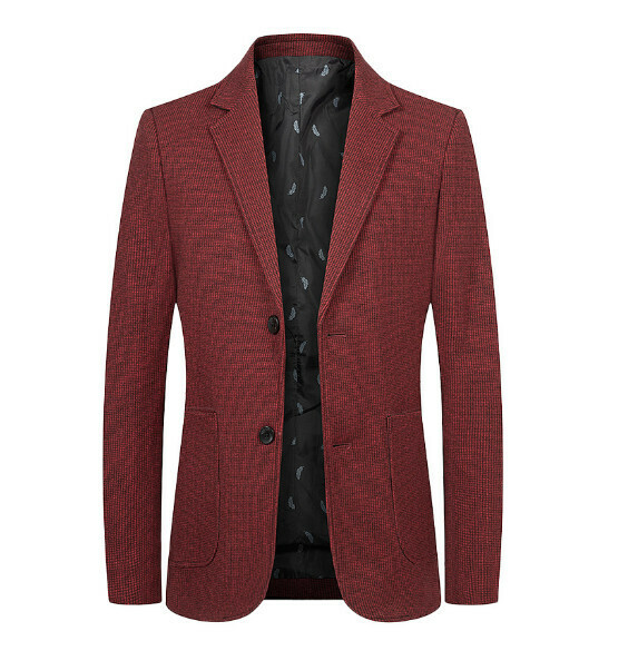 熱賣商務休閒西服上衣外套【M-4XL】【酒紅】 (下單後聯絡客服確認發貨尺碼) 