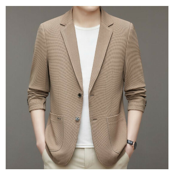 熱賣商務休閒西服上衣外套【M-4XL】【2023淺咖】 (下單後聯絡客服確認發貨尺碼) 