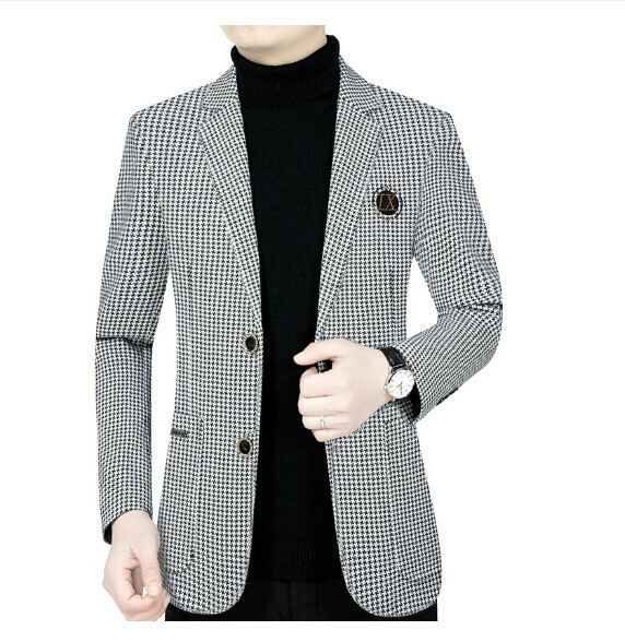 Hot selling business casual suit tops and jackets [M-4XL] [202135 white gray] (contact customer service after placing the order to confirm the delivery size)