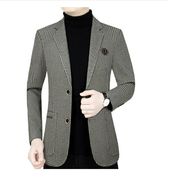 Hot selling business casual suit tops and jackets [M-4XL] [202135 Gray Coffee] (contact customer service after placing the order to confirm the delivery size)