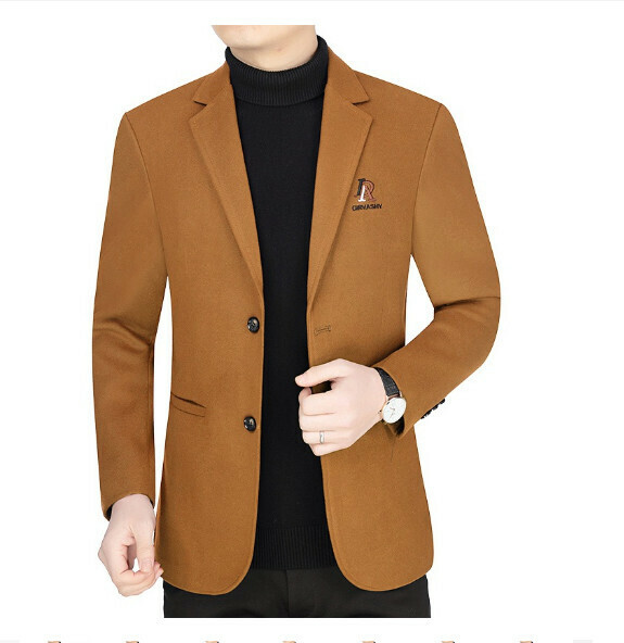 Hot selling business casual suit tops and jackets [M-4XL] [WW6153 Turmeric] (contact customer service after placing the order to confirm the delivery size)