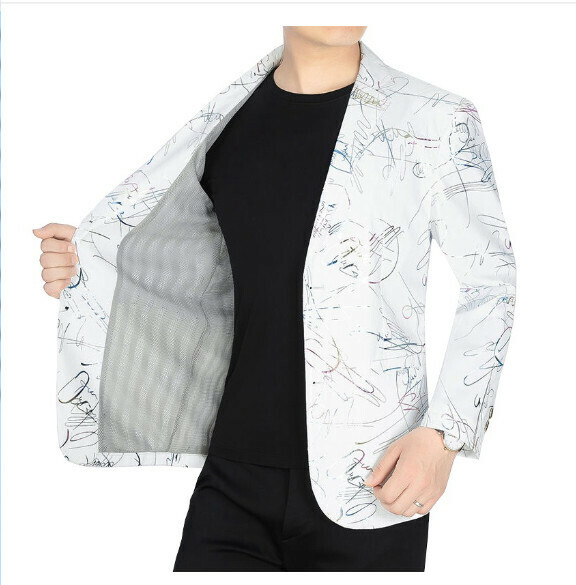 Hot selling business casual suit tops and jackets [M-4XL] [76717 white] (contact customer service after placing the order to confirm the delivery size)