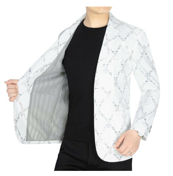 Hot selling business casual suit tops and jackets [M-4XL] [76717 Silver] (contact customer service after placing the order to confirm the delivery size)