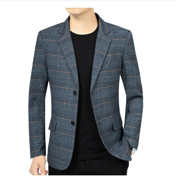 熱賣商務休閒西服上衣外套【M-4XL】【1750藍灰】 (下單後聯絡客服確認發貨尺碼) 
