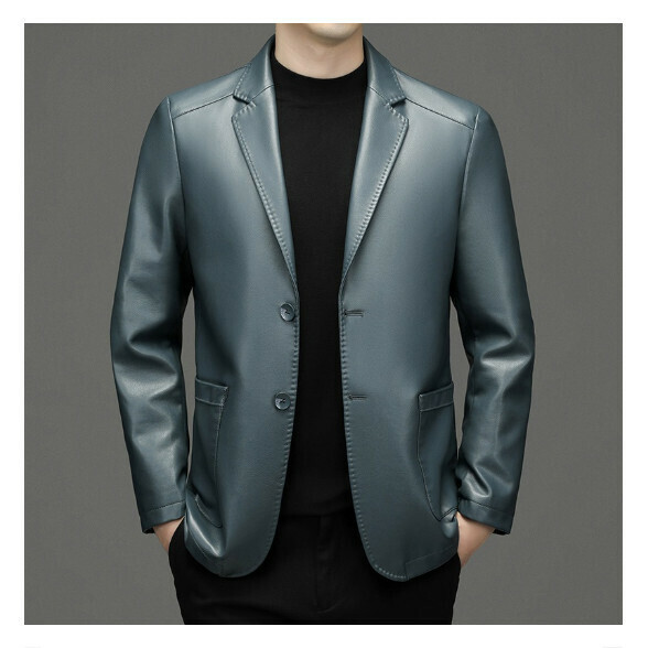 Hot selling leather casual jacket [M-4XL] [72325 light blue] (contact customer service after placing the order to confirm the delivery size)