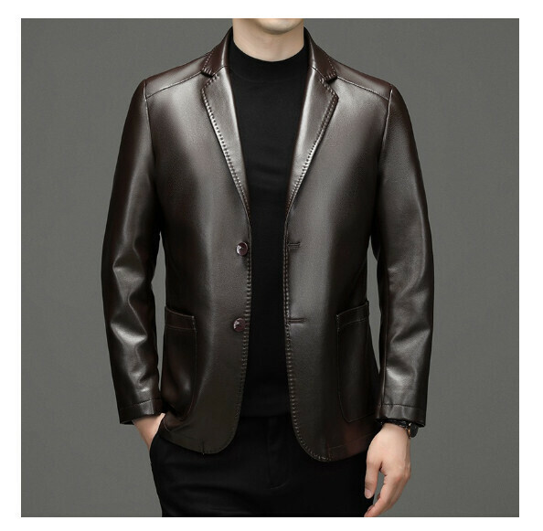 Hot selling leather casual jacket [M-4XL] [72325 dark brown] (contact customer service after placing the order to confirm the delivery size)