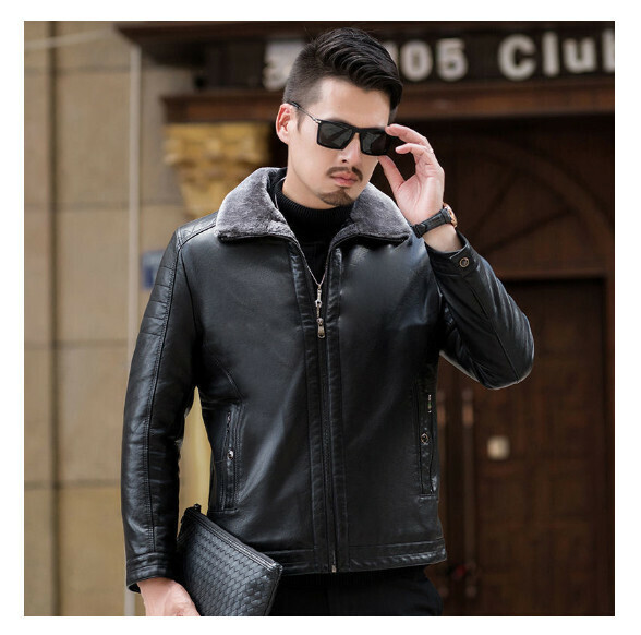 Hot selling leather casual jacket [M-4XL] [PY3301 black] (contact customer service after placing the order to confirm the delivery size)