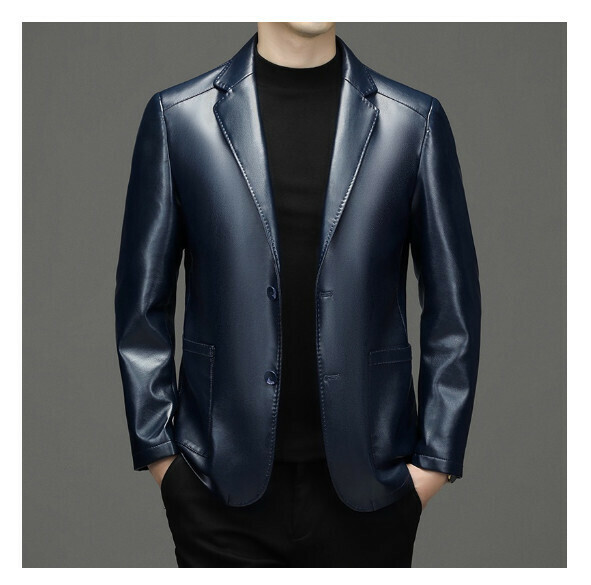 Hot selling leather casual jacket [M-4XL] [72325 navy] (contact customer service after placing the order to confirm the delivery size)