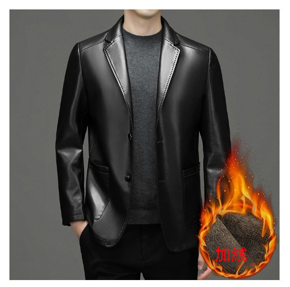Hot selling leather casual jacket [M-4XL] [72325 black-velvet] (contact customer service after placing the order to confirm the delivery size)