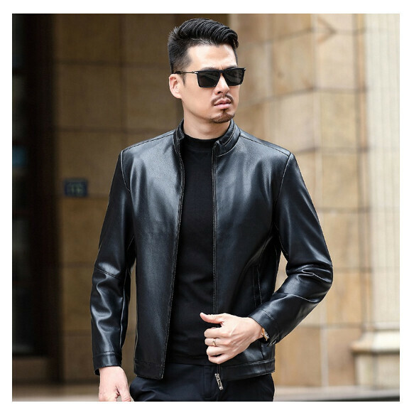 Hot selling leather casual jacket [M-4XL] [PY3302 black] (contact customer service after placing the order to confirm the delivery size)