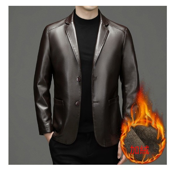 Hot selling leather casual jacket [M-4XL] [72325 dark brown-plus velvet] (contact customer service after placing the order to confirm the delivery size)