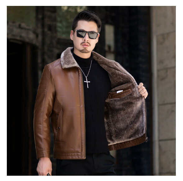 Hot selling leather casual jacket [M-4XL] [PY3301 Yellow Coffee] (contact customer service after placing the order to confirm the delivery size)