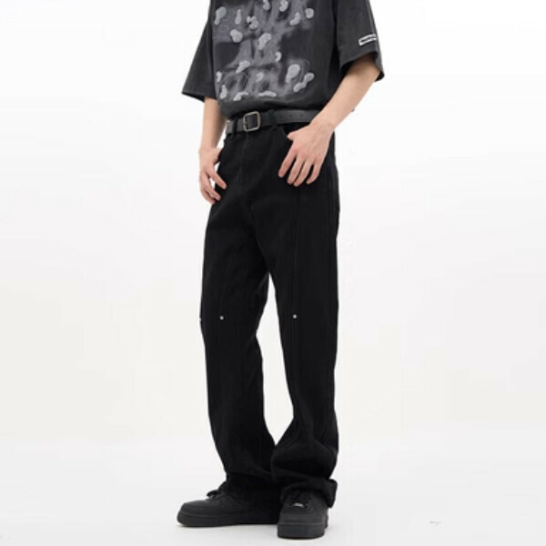 Hot selling rivet black jeans [black size S-2XL, please confirm the delivery size with customer service after placing the order]