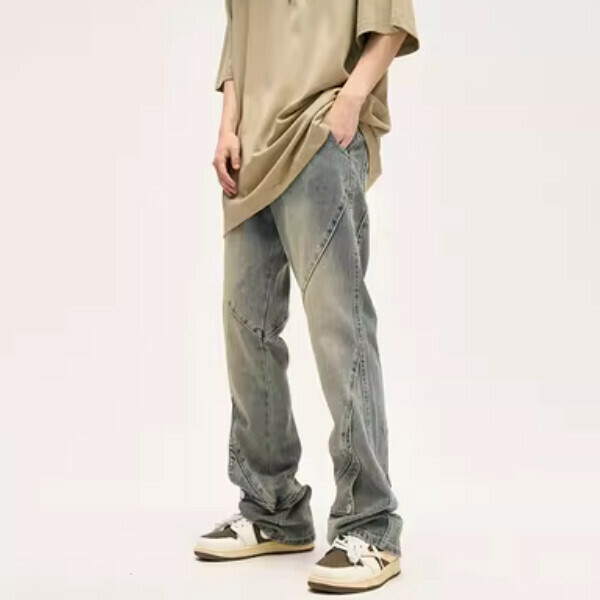 Hot selling retro spliced ​​deconstructed jeans [picture color S-2XL, please confirm the delivery size with customer service after placing the order]