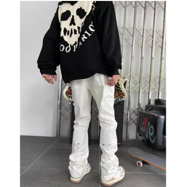 Hot selling Pi Shuai high street vibe style jeans [white velvet size S-2XL, please confirm the delivery size with customer service after placing the order]