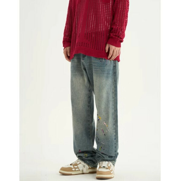 Hot selling street embroidered jeans [Blue S-2XL sizes, please confirm the delivery size with customer service after placing the order]
