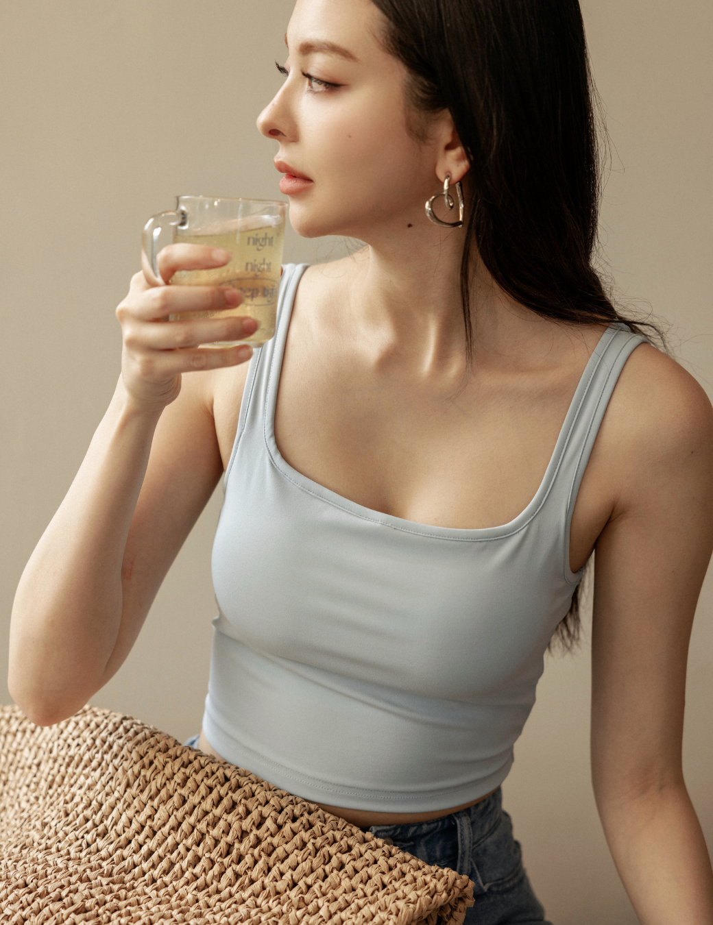 方領Bra top背心（淺藍色/3尺寸）