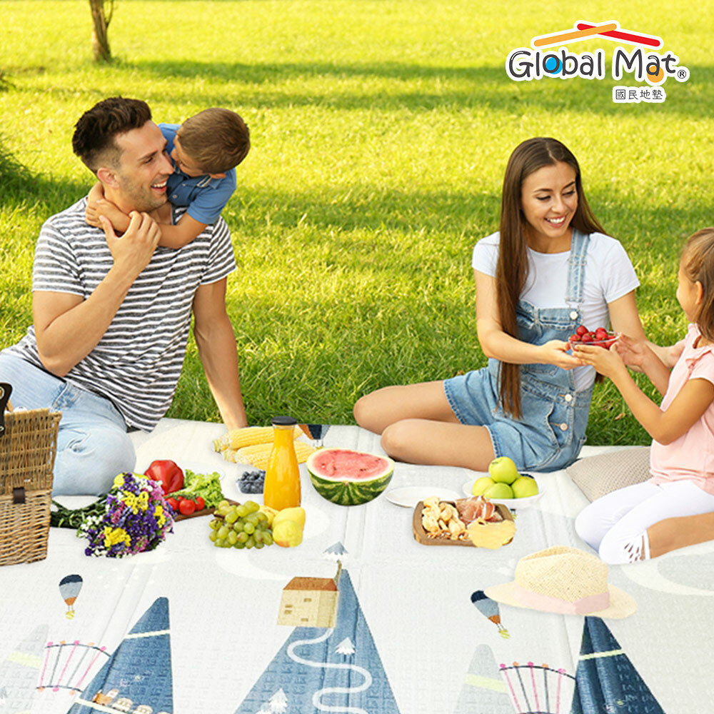 限時免運【Global mat】國民地墊 XPE 經典款 2CM 加厚雙面摺疊墊-熱氣球數數 C1 (200x150)