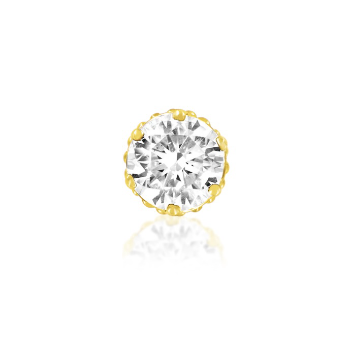 Crown Set CZ 單支平底耳環 - Junipurr 14K Gold