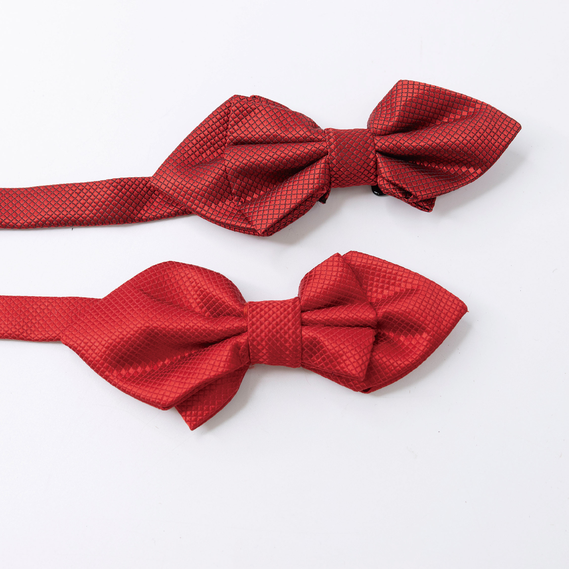 【JA0362】格線經典亮面紅雙層尖角領結＊二色