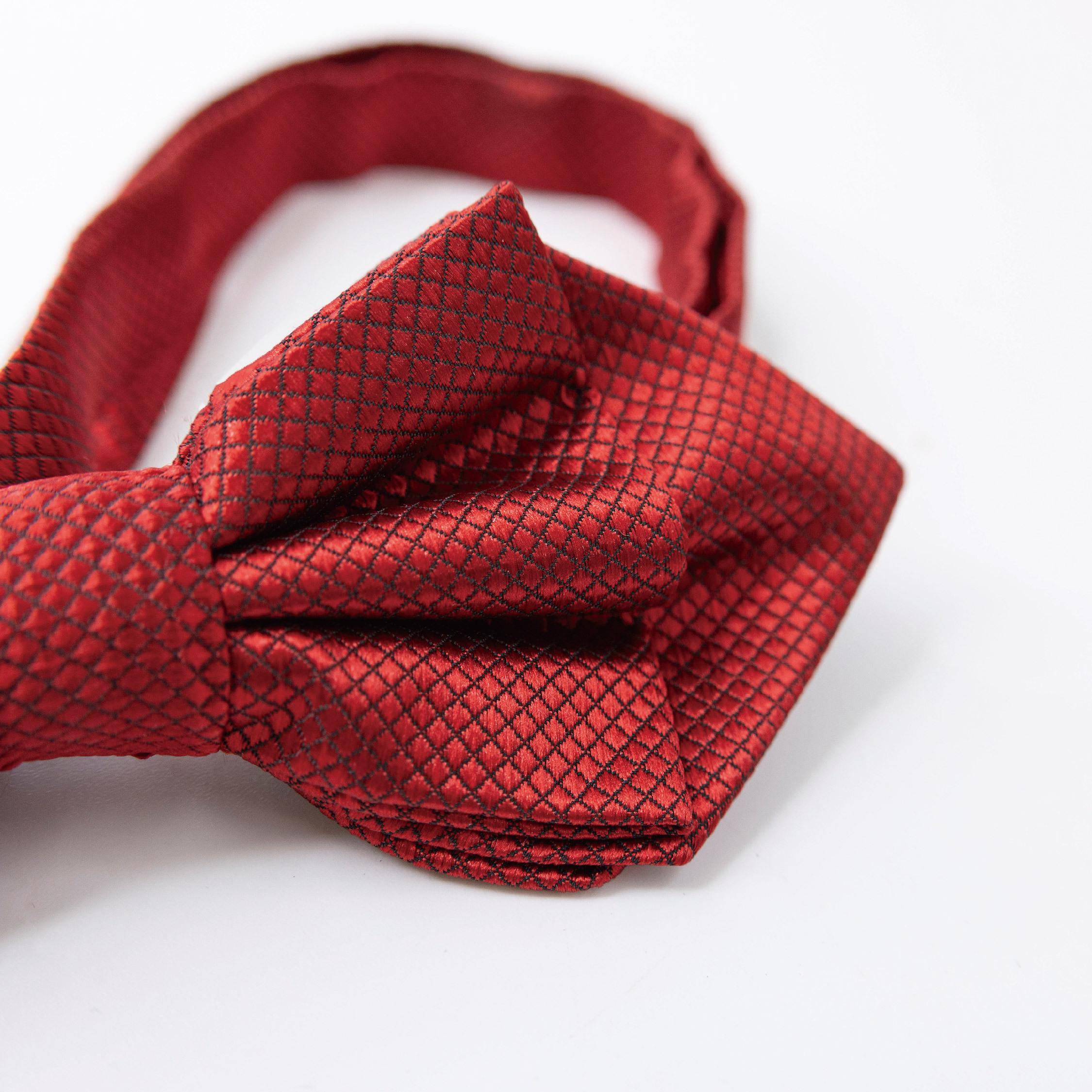 【JA0362】格線經典亮面紅雙層尖角領結＊二色