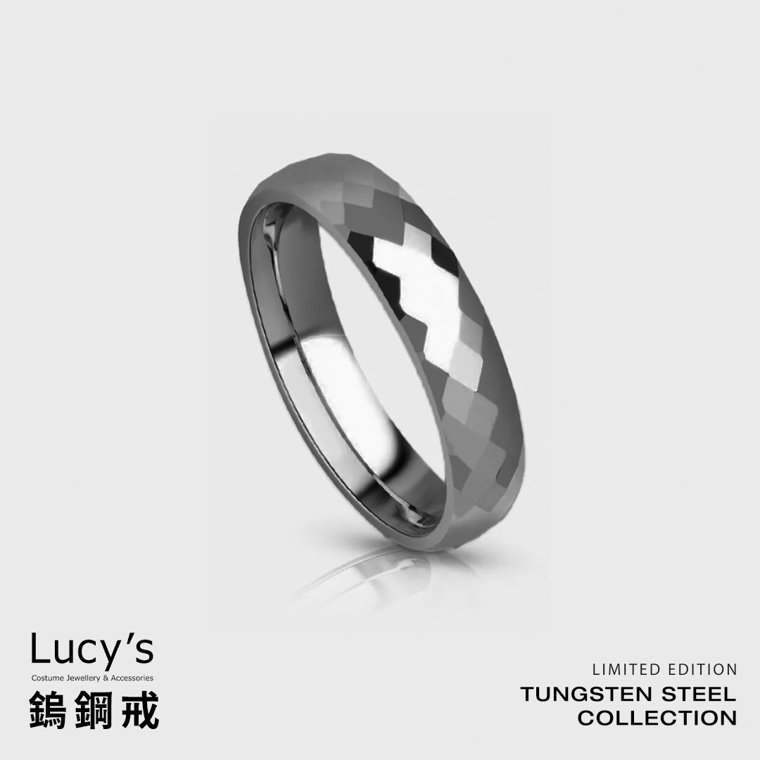 鎢鋼戒｜5MM密菱格切割 (灰) 戒指 (112309-112319)