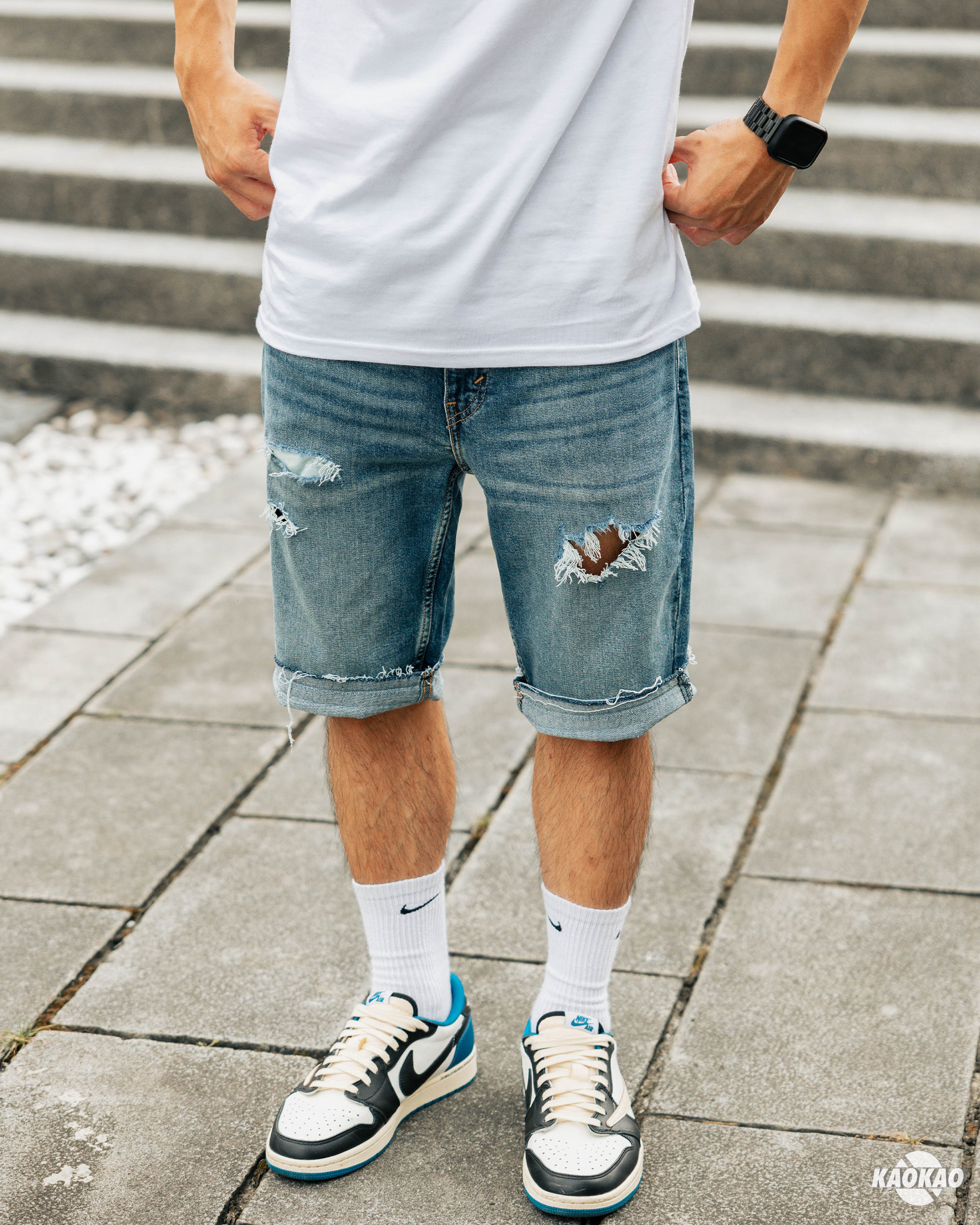 LEVI'S 511-0356刷色藍 不修邊破壞 修身窄管 牛仔短褲【LVS5110356】