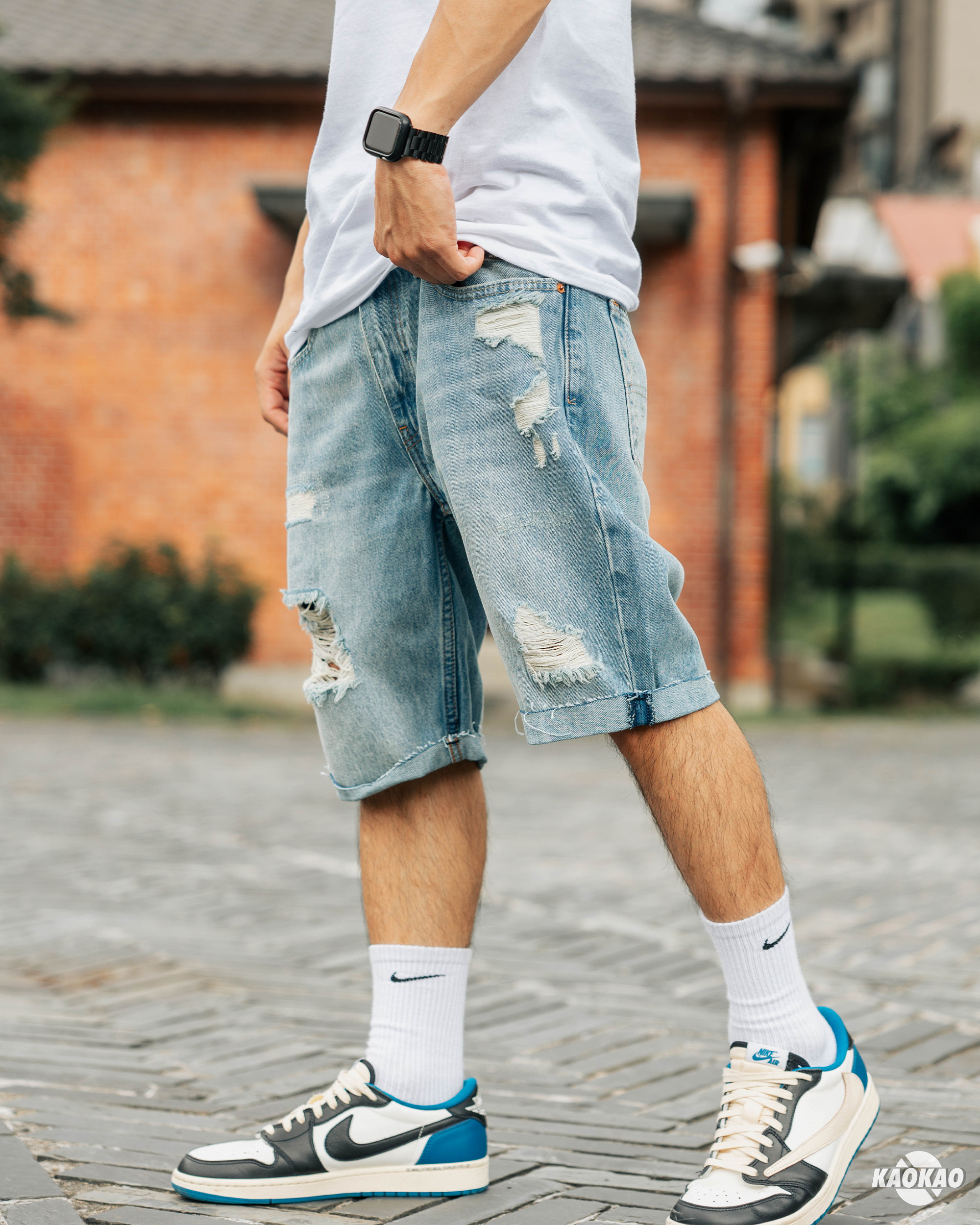 Levis 511 short 「淺藍大破壞」窄版牛仔短褲