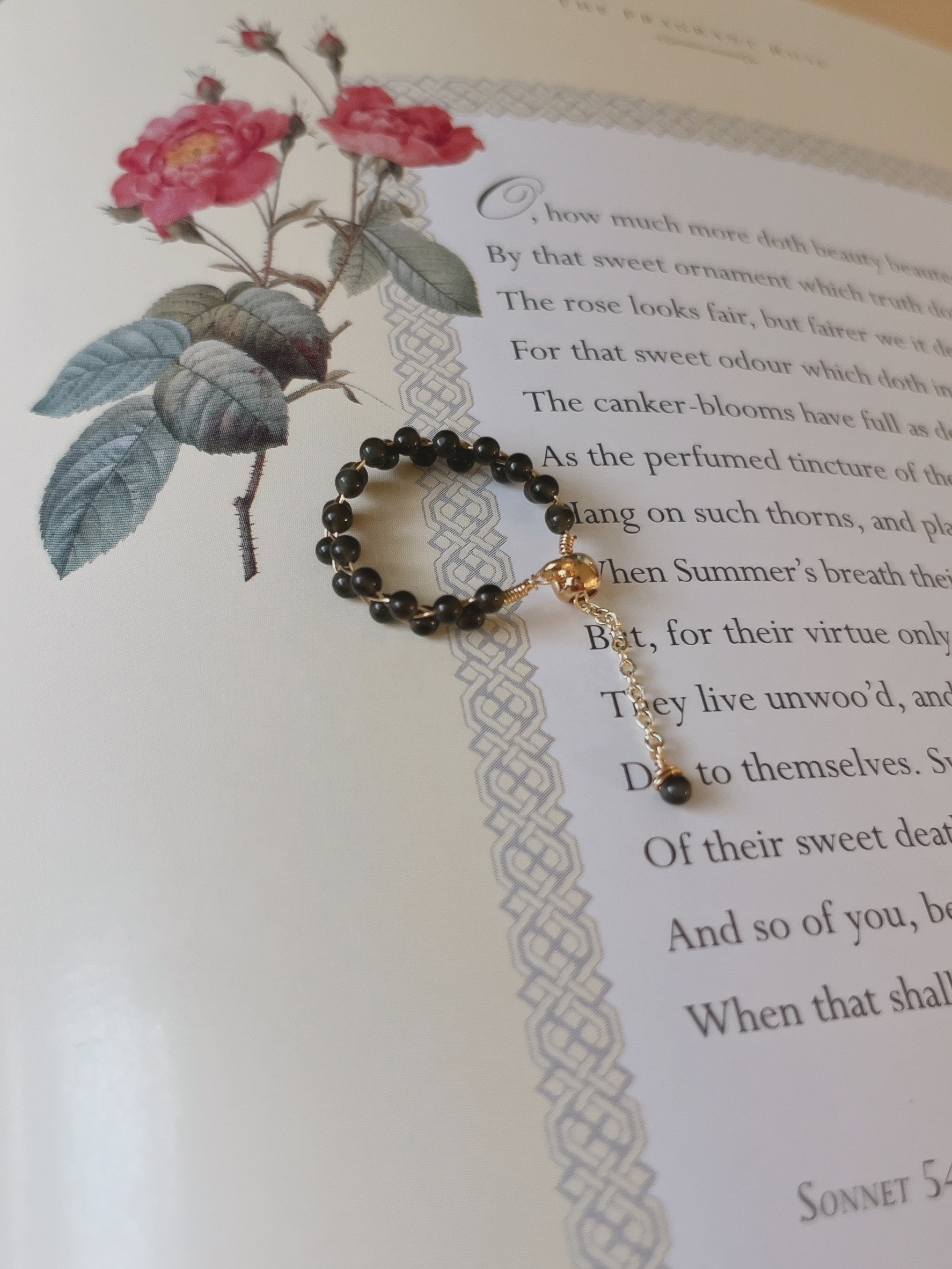 手工製作黑曜石水晶編織鍊戒