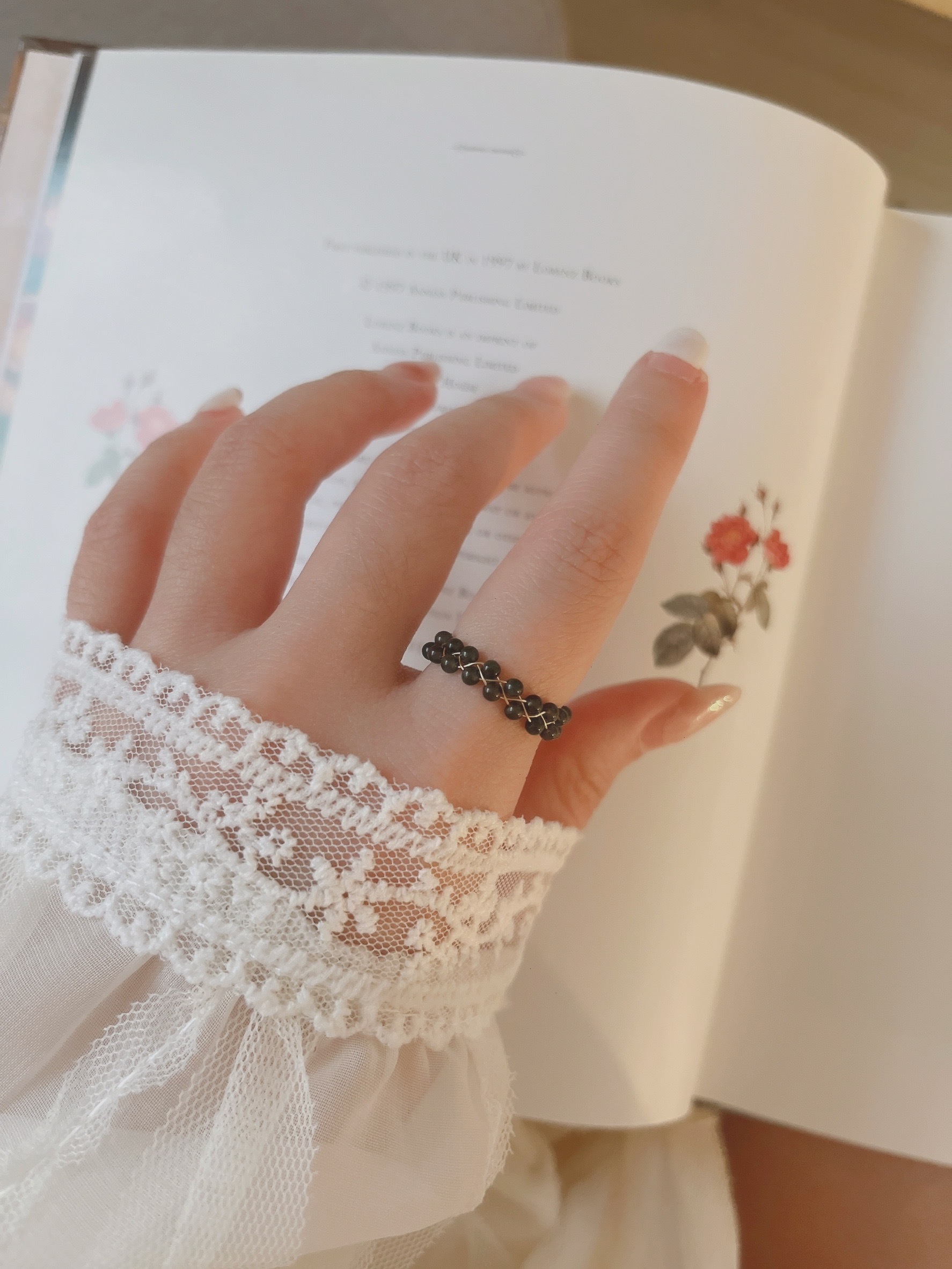 手工製作黑曜石水晶編織鍊戒