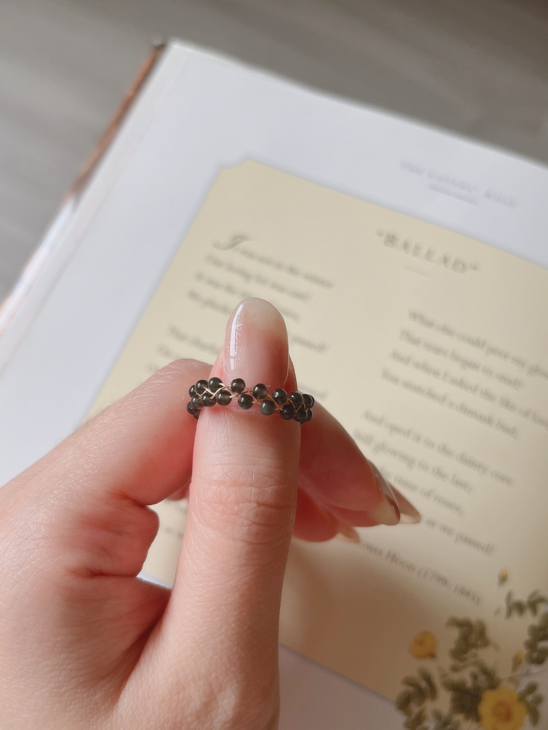 手工製作黑曜石水晶編織鍊戒