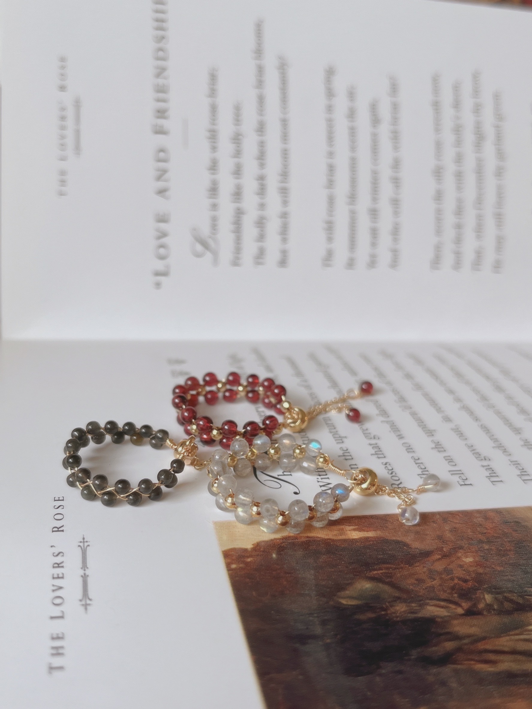 手工製作黑曜石水晶編織鍊戒