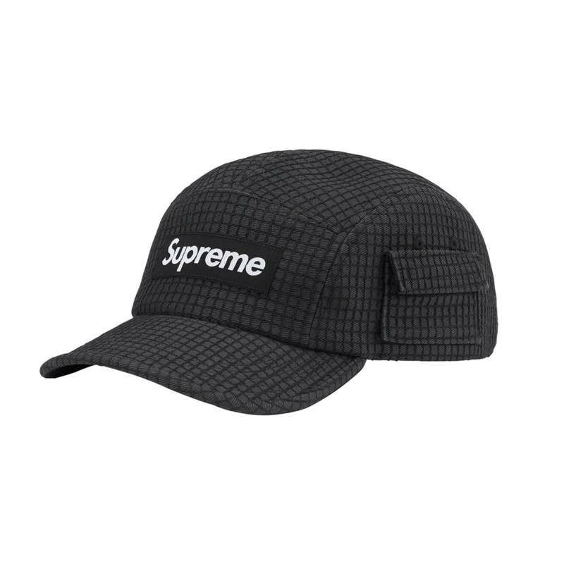 2022SS SUPREME Denim Ripstop Camp Cap 老帽 格紋 帽子 側邊口袋 現貨