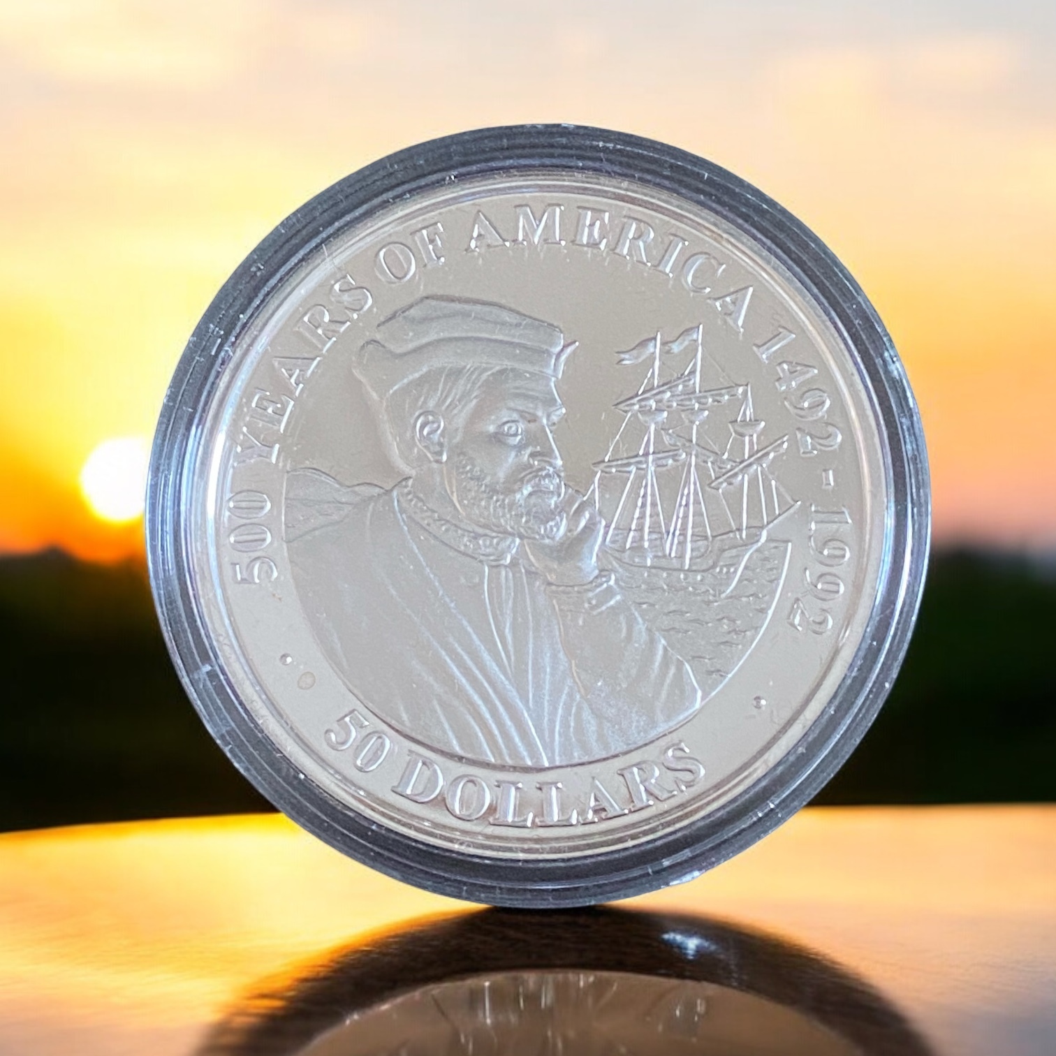 1990 Cook Island, 500 years of America silver coin (92.5% silver)