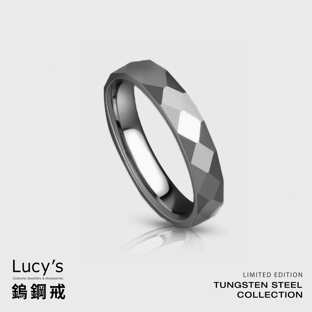 鎢鋼戒｜3.5MM大菱格切割 (灰) 戒指 (112347-112357)