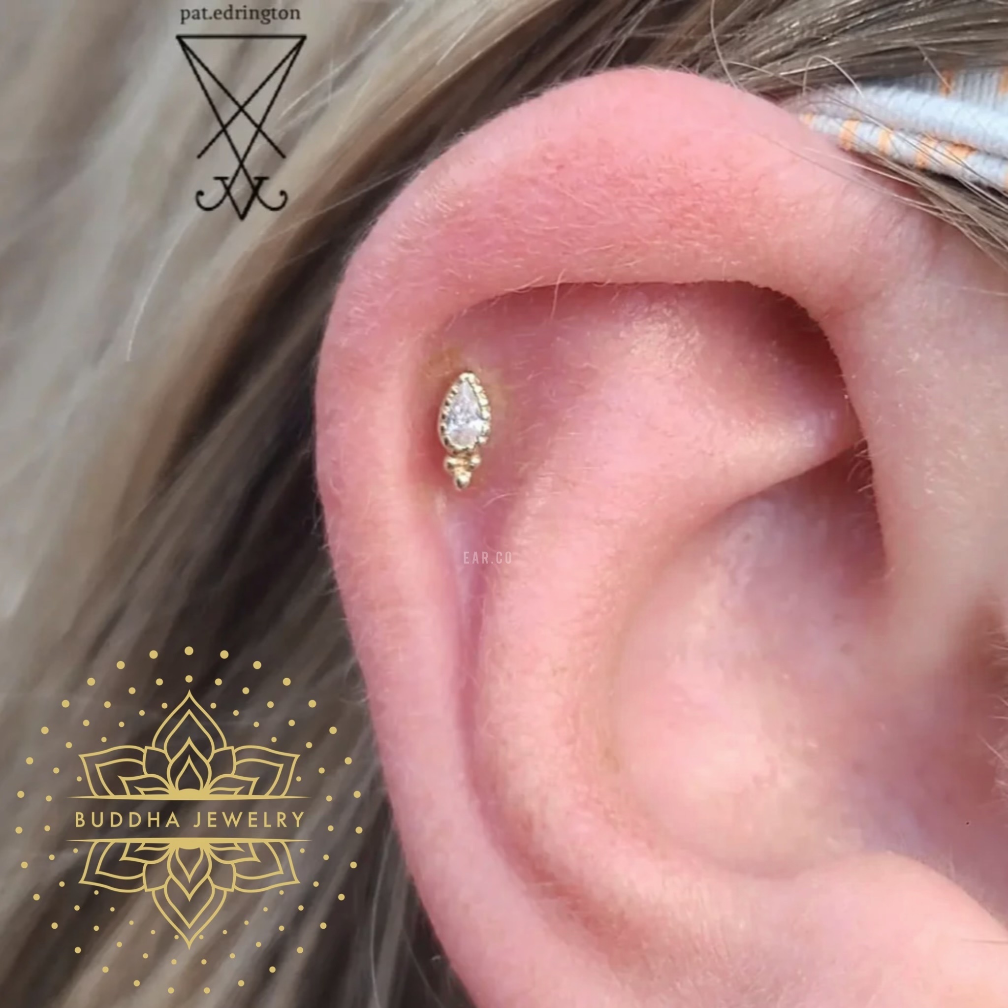 Gala 單支平底耳環 - Buddha 14K Gold