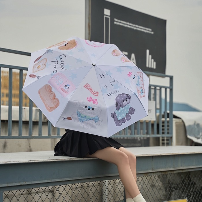 《70926》手繪感狗狗與吐司雨傘