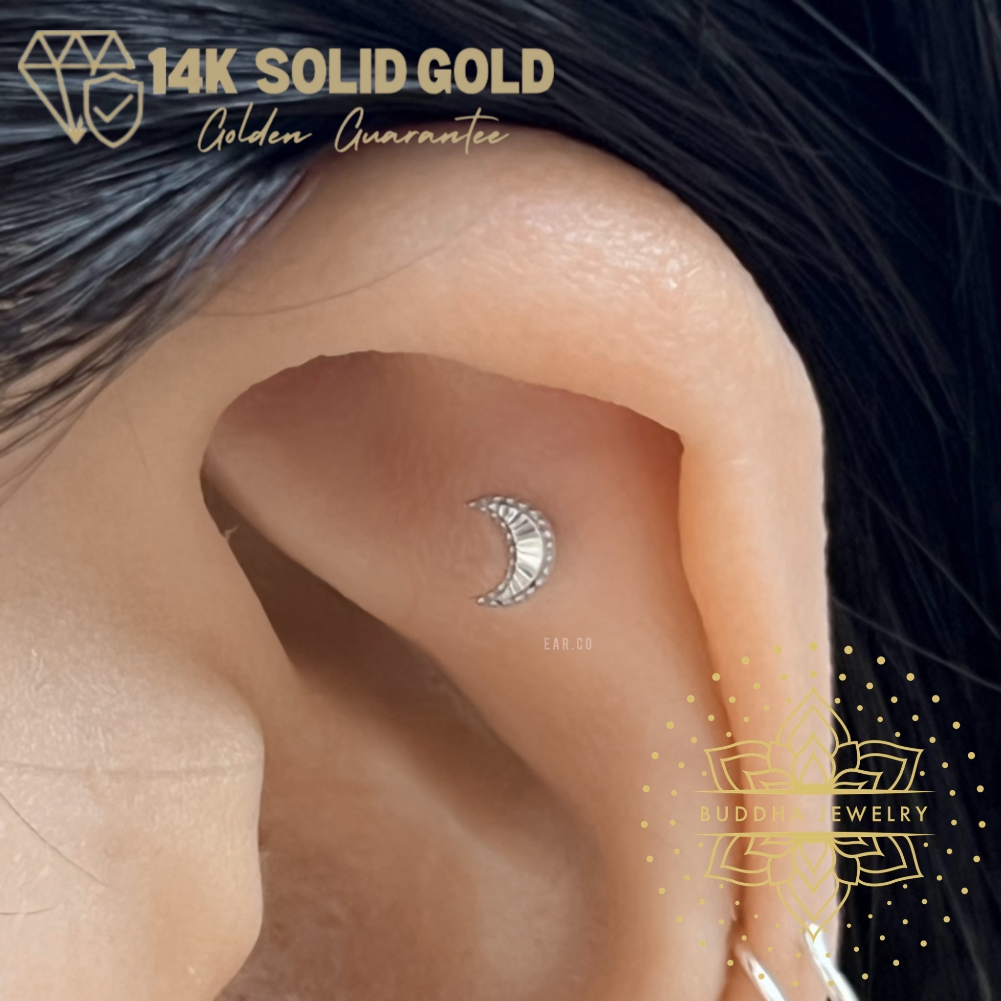 After Hours 單支平底耳環 - Buddha 14K Gold