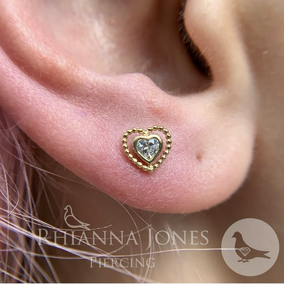 My Beading Heart 單支平底耳環 - Junipurr 14K Gold