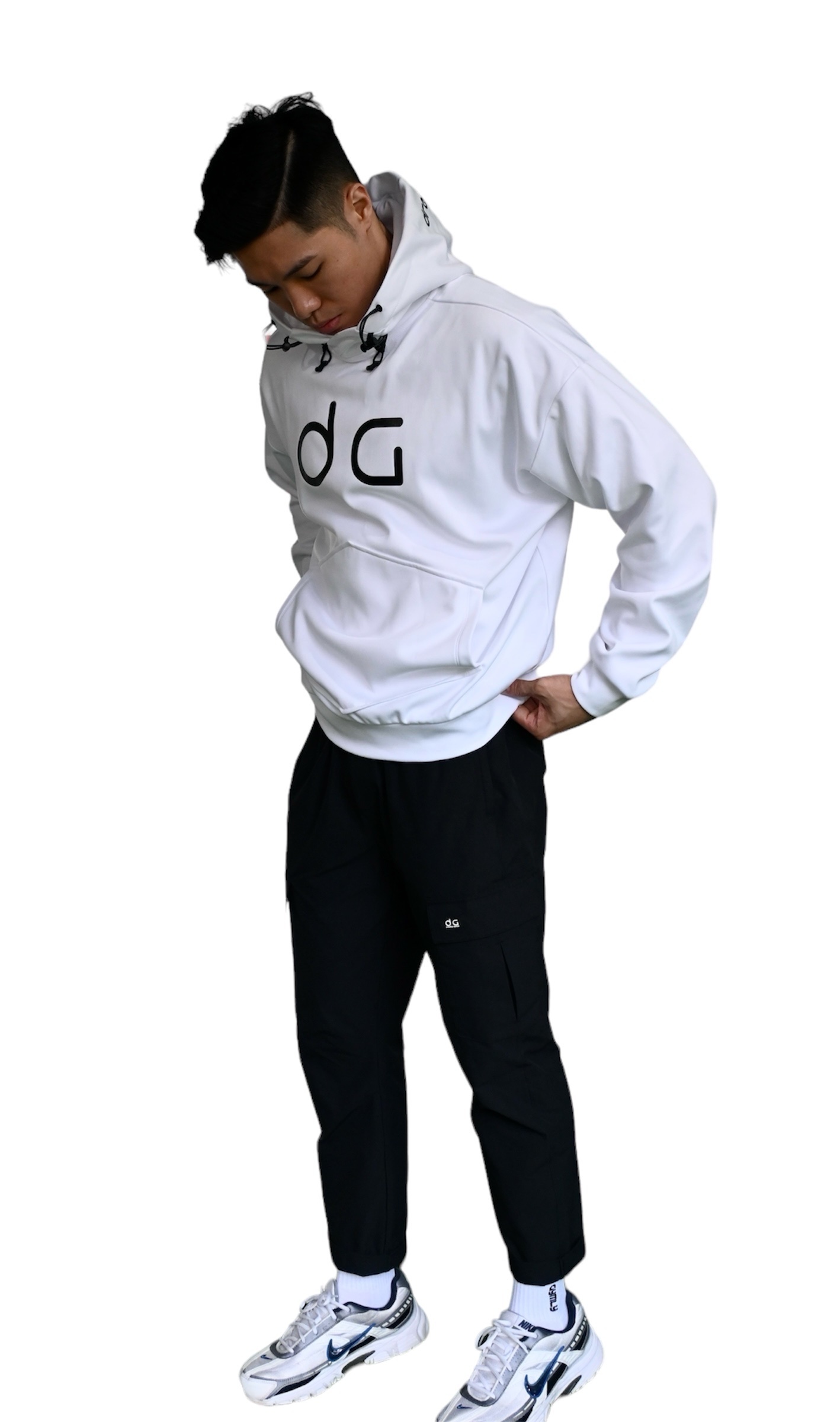 寬鬆機能運動連帽衛衣 (白色)