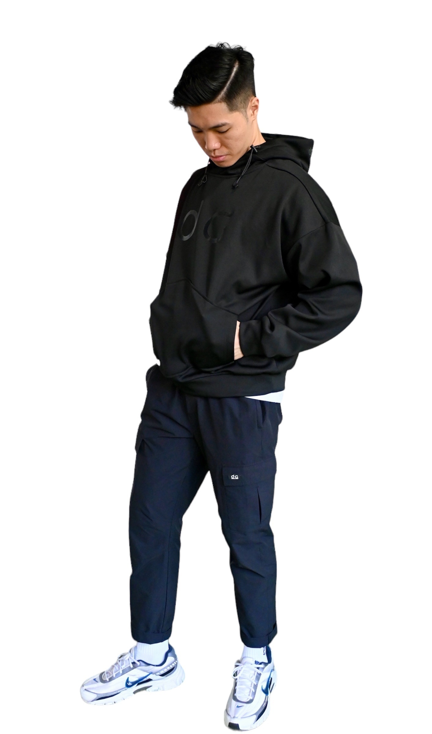 寬鬆機能運動連帽衛衣 (黑色)